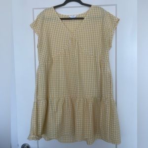Time and Tru Yellow and White Plaid Gingham Women’s Dress